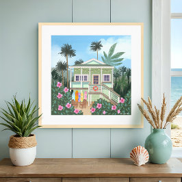 Zee Foam Green Beach House Grote Print
