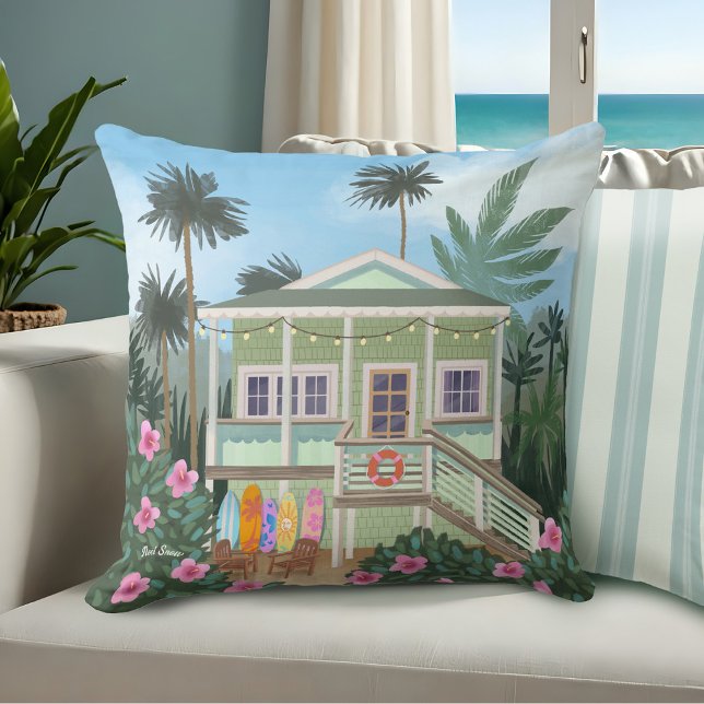 Zee Foam Green Beach House | Kussen (Creator heeft geüpload)
