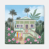 Zee Foam Green Beach House Magneet (Voorkant)