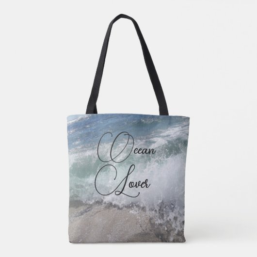 Zee Foam Wave Ocean Lover Gepersonaliseerd Draagtas (Achterkant)