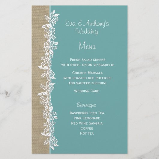 Zee Garland Blauwgroen menu (Voorkant)