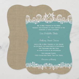 Zee Garland Blauwgroen strand bruiloft Kaart