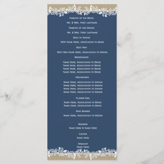 Zee Garland Navy Blue Trouwprogramma Programma (Achterkant)