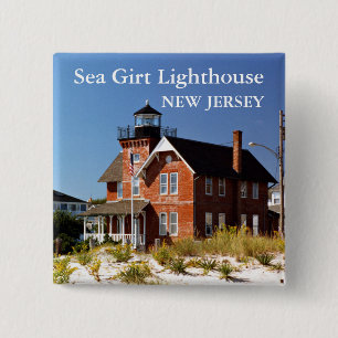 Zee Girt Lighthouse, New Jersey Pin Vierkante Button 5,1 Cm