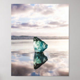 Zee glas bij zonsondergang foto afdruk poster