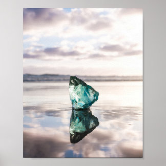 Zee glas bij zonsondergang foto afdruk poster
