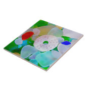 Zee glas en Zee Urchin Shell Tegeltje (Zijkant)