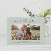 Zee Glas Groen Elegant Modern Boho Save the Date Kaart (Staand voorkant)