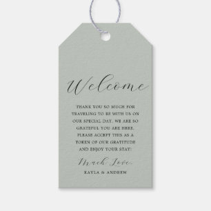 Zee Glas Groen Script Elegant Modern Wedding Cadeaulabel