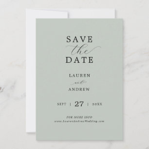 Zee Glas Groen Script Elegant Modern Wedding Save The Date