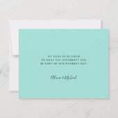 Zee glas groene bruiloft elegant script bedankkaart (Achterkant)