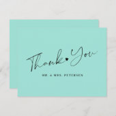 Zee glas groene bruiloft elegant script bedankkaart (Voorkant / Achterkant)