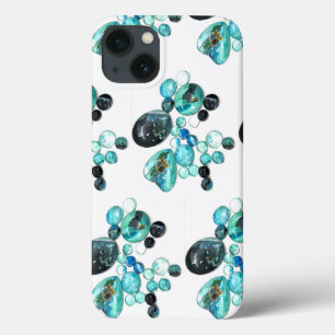 Zee glas kleurt bloemen en bling iPhone 13 hoesje