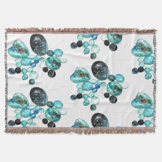 Zee glas kleurt bloemen en bling deken (Voorkant)