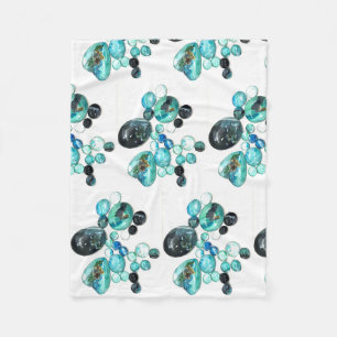 Zee glas kleurt bloemen en bling fleece deken