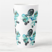 Zee glas kleurt bloemen en bling latte mok (Voorkant)