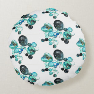 Zee glas kleurt bloemen en bling rond kussen