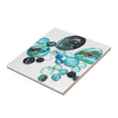 Zee glas kleurt bloemen en bling tegeltje (Zijkant)