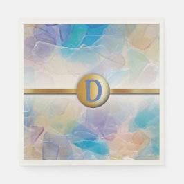 Zee Glas Monogram Strand Bruiloft Papier Servet