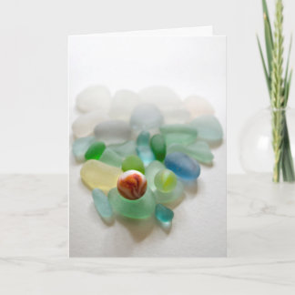 Zee glas, strand glas marmer foto wenskaart kaart