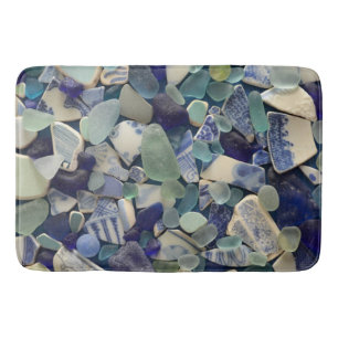 Zee glas, strandglas kobalt blauw, groen, aqua badmat