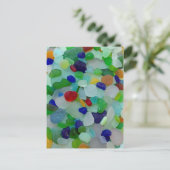 Zee glas, strandglas, kunstfoto amusement briefkaart (Staand voorkant)