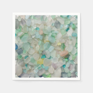 Zee glas, strandglas, kunstfoto's, luiers servet