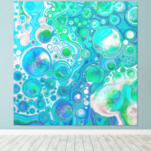 Zee Glass Blue en Green Marble Fluid Art Canvas Afdruk (Insitu (Houten vloer))