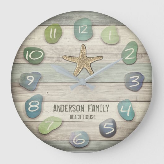 Zee Glass Starfish Driftwood Grote Klok (Voorkant)