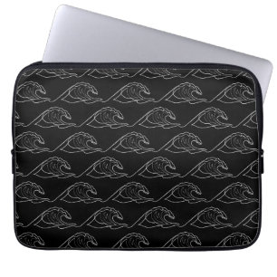 Zee golven Witte Contour Surfen Artistieke Zomer Laptop Sleeve
