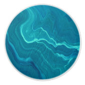 Zee Green Agate Marble Abstraction Keramische Knop (Voorkant)