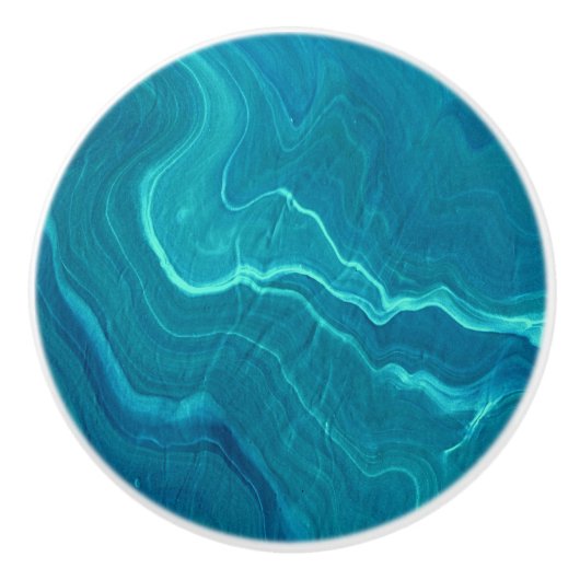 Zee Green Agate Marble Abstraction Keramische Knop (Voorkant)