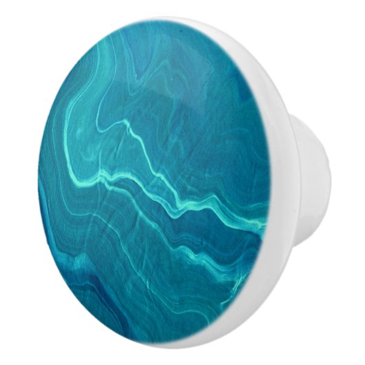 Zee Green Agate Marble Abstraction Keramische Knop (Rechts)