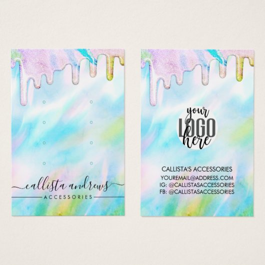 Zee Green Holographic Glitter Drift Logo Visitekaartje (Voorkant /achterkant)