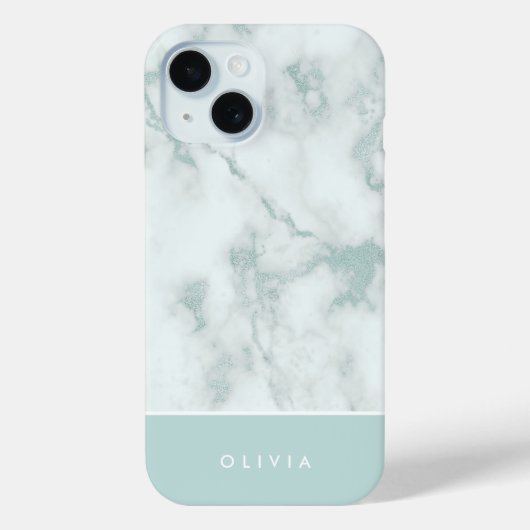 Zee Green Marble Personalized Case-Mate iPhone Case (Achterkant)