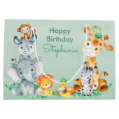 Zee Green Waterverf Cute Safari Oerwoud Animals Groot Cadeauzakje (Achterkant)