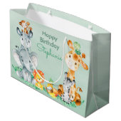 Zee Green Waterverf Cute Safari Oerwoud Animals Groot Cadeauzakje (Achterkant Gekanteld)