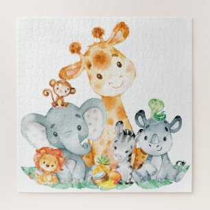 Zee Green Waterverf Cute Safari Oerwoud Animals Legpuzzel
