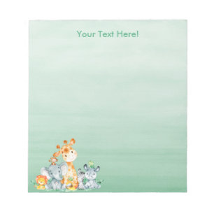 Zee Green Waterverf Cute Safari Oerwoud Animals Notitieblok
