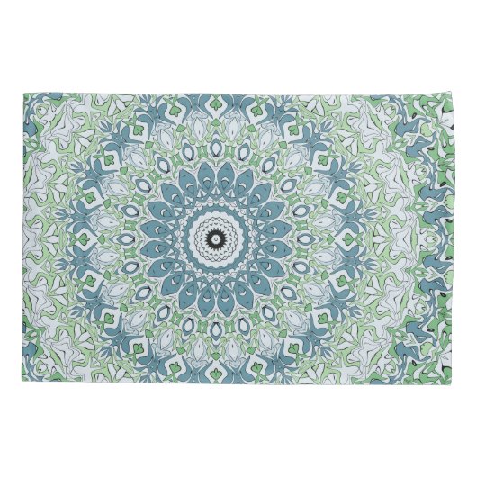 Zee Groen en Blauw Kust Mandala Patroon Kussensloop (Achterkant-Links)