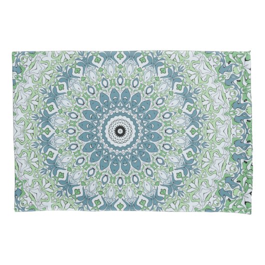 Zee Groen en Blauw Kust Mandala Patroon Kussensloop (Voorkant-Links)