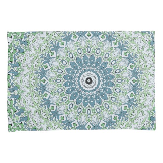 Zee Groen en Blauw Kust Mandala Patroon Kussensloop (Voorkant-Rechts)