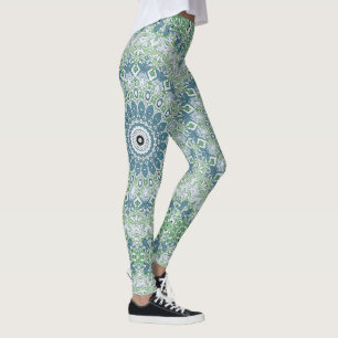 Zee Groen en Blauw Kust Mandala Patroon Leggings