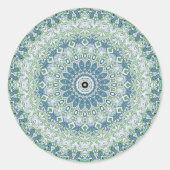 Zee Groen en Blauw Kust Mandala Patroon Ronde Sticker (Voorkant)