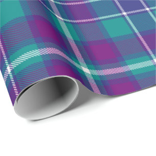 Zee Groen, Paars en blauw Tartan Cadeaupapier