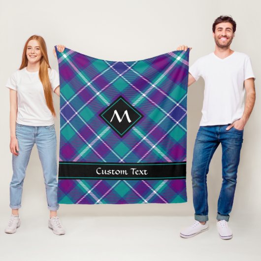 Zee Groen, Paars en blauw Tartan Fleece Deken (In situ)