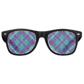 Zee Groen, Paars en blauw Tartan Retro Zonnebril (Voorkant)