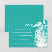 Zee groen zomerhuwelijk RSVP Kaartje (Voorkant / Achterkant)