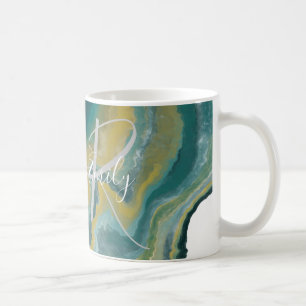 Zee Groene Agate Marble Abstracte Name Monogram Koffiemok