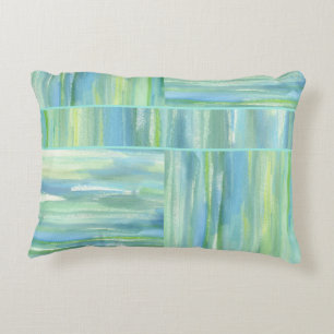 Zee groene blauwe waterverf abstract decoratief kussen